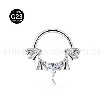 Piercing Argola Titânio Segmento Articulado Asas/Zircônia Cravejada