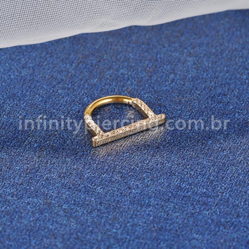 Piercing Meia Argola Titânio Segmento Articulado Zircônia Lateral