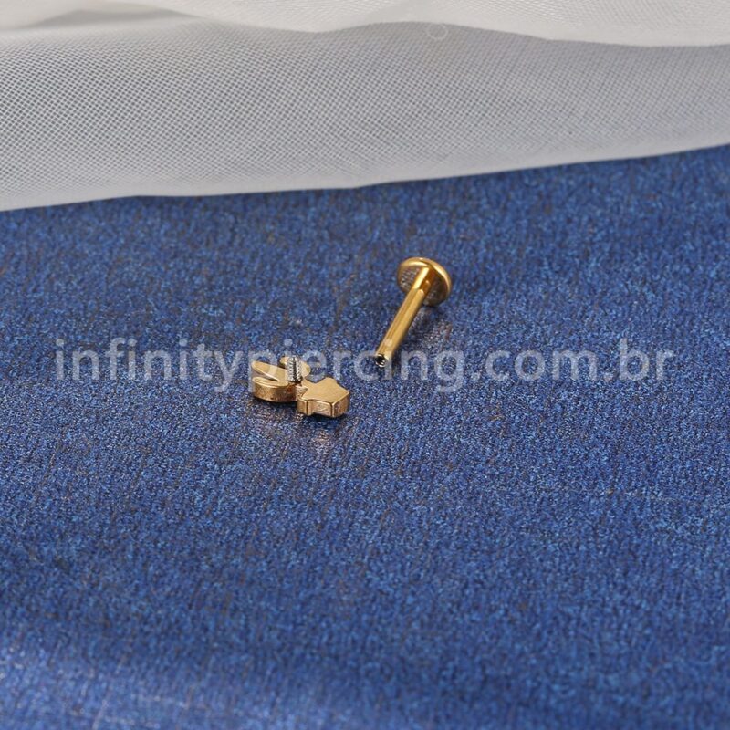 Piercing Labret Aço Cirúrgico Cacto Com Zircônia
