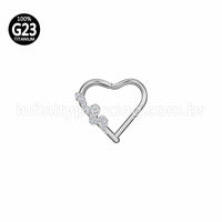 Piercing Coração Titânio Segmento Articulado Cobra Zircônia Cravejada