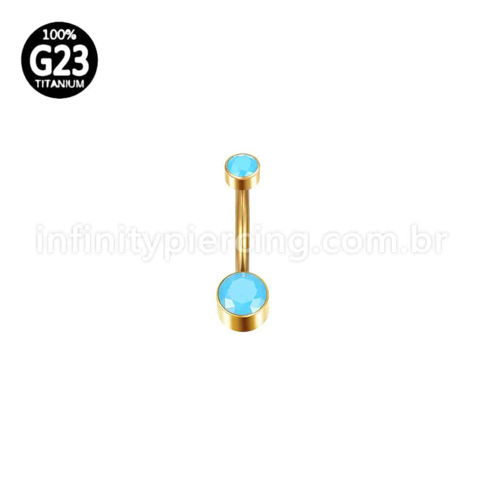 Piercing Banana Titânio 2 Pedras Opala