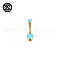 Piercing Banana Titânio 2 Pedras Opala