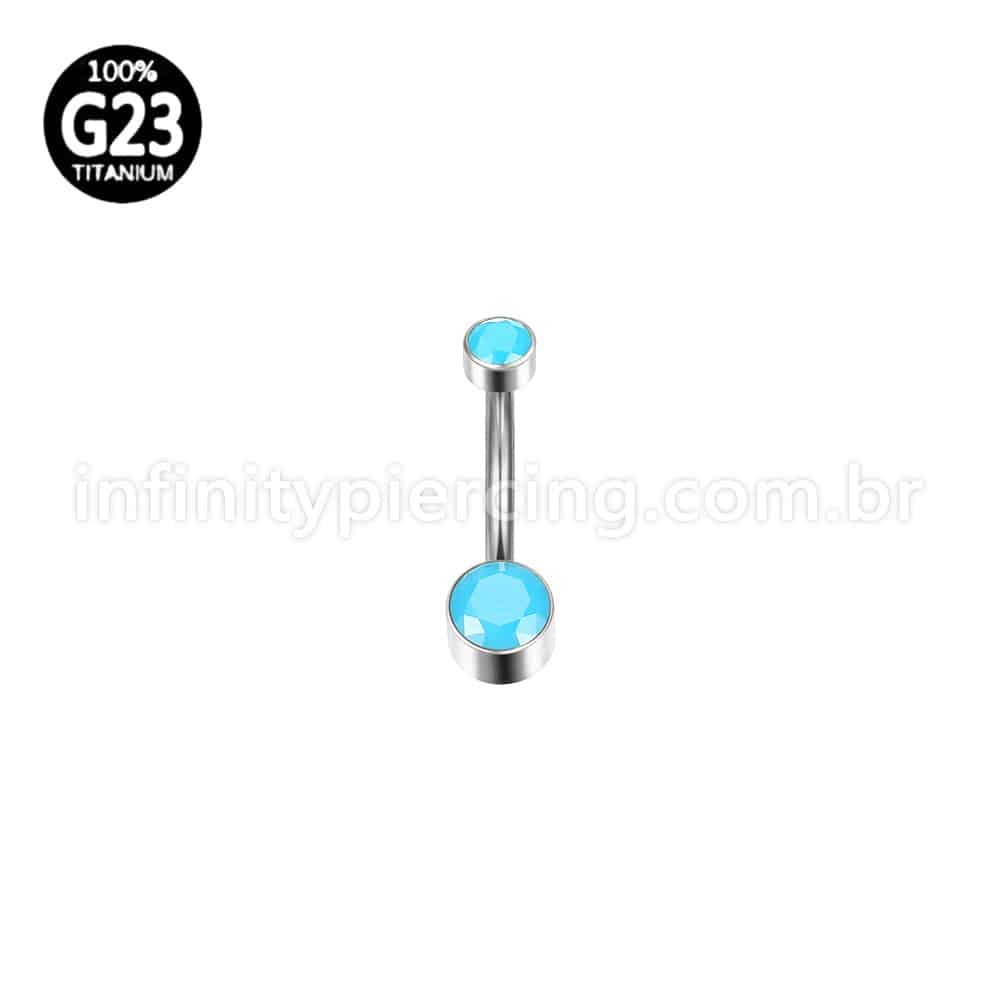 Piercing Banana Titânio 2 Pedras Opala