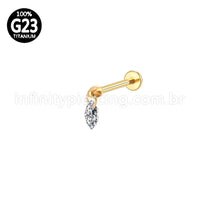 Piercing Labret Titânio Pingente Oval Zircônia