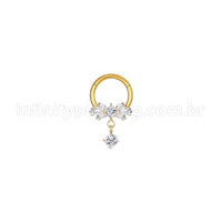 Piercing Argola Aço Cirúrgico Laço Com Pingente Zircônia