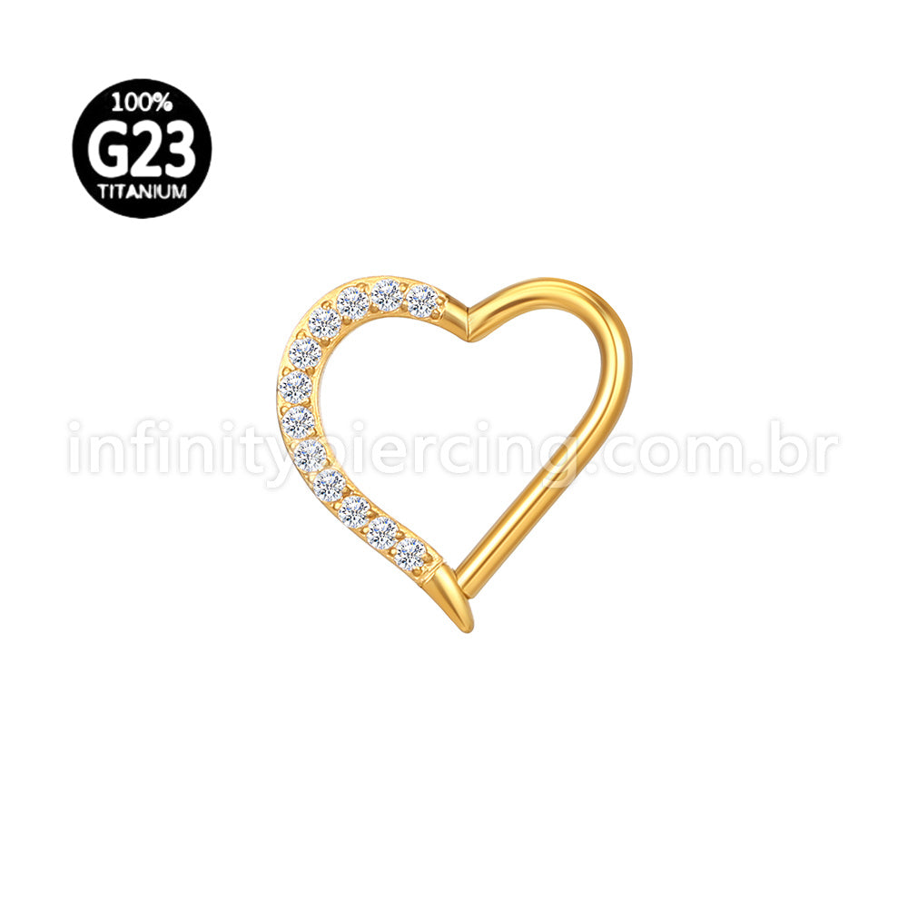 Piercing Coração Titânio Segmento Articulado