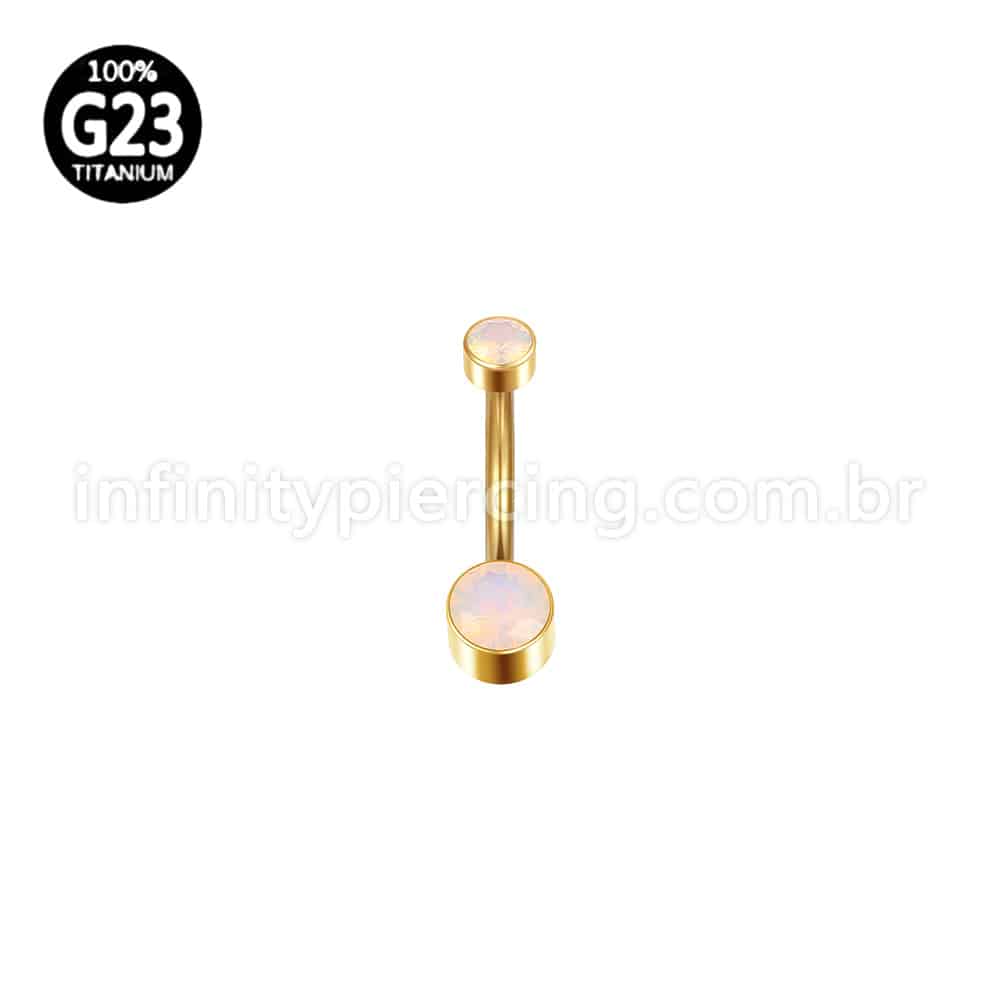 Piercing Banana Titânio 2 Pedras Opala