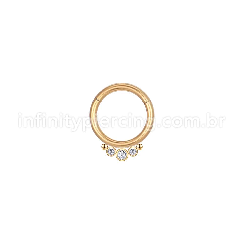 Piercing Argola Aço Cirúrgico Indiano 3 Zircônias