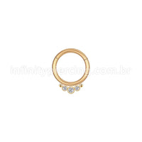 Piercing Argola Aço Cirúrgico Indiano 3 Zircônias