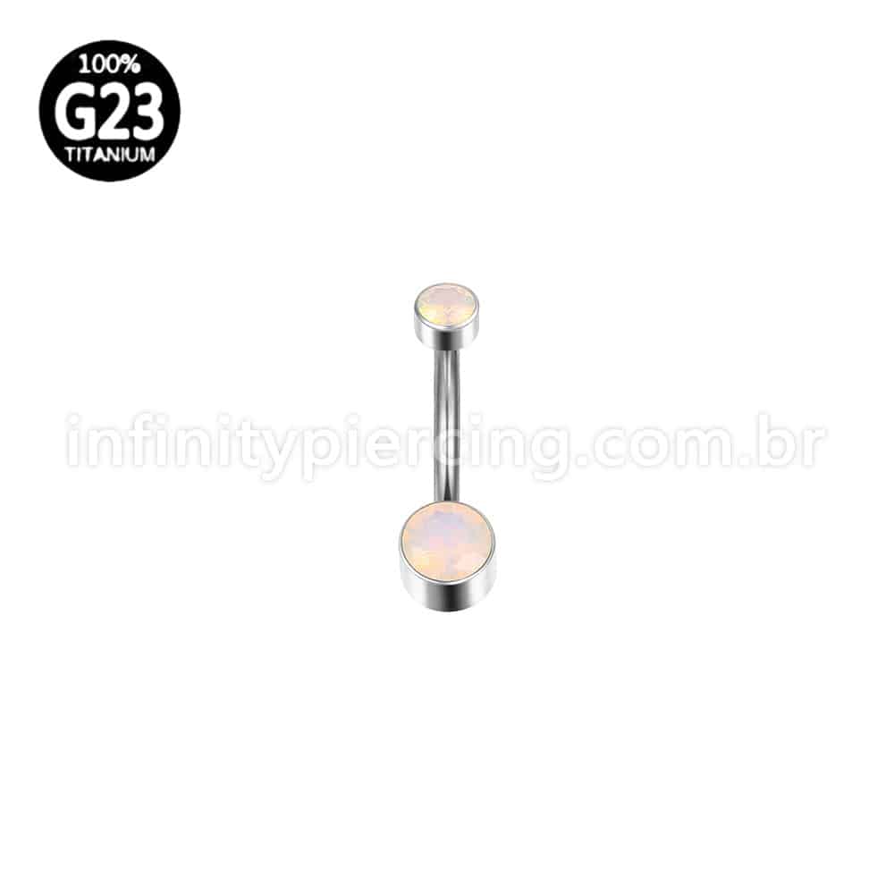 Piercing Banana Titânio 2 Pedras Opala