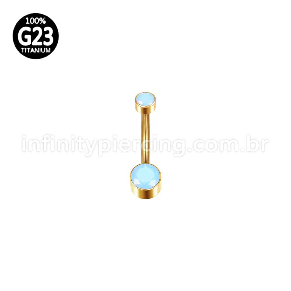 Piercing Banana Titânio 2 Pedras Opala