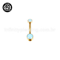 Piercing Banana Titânio 2 Pedras Opala