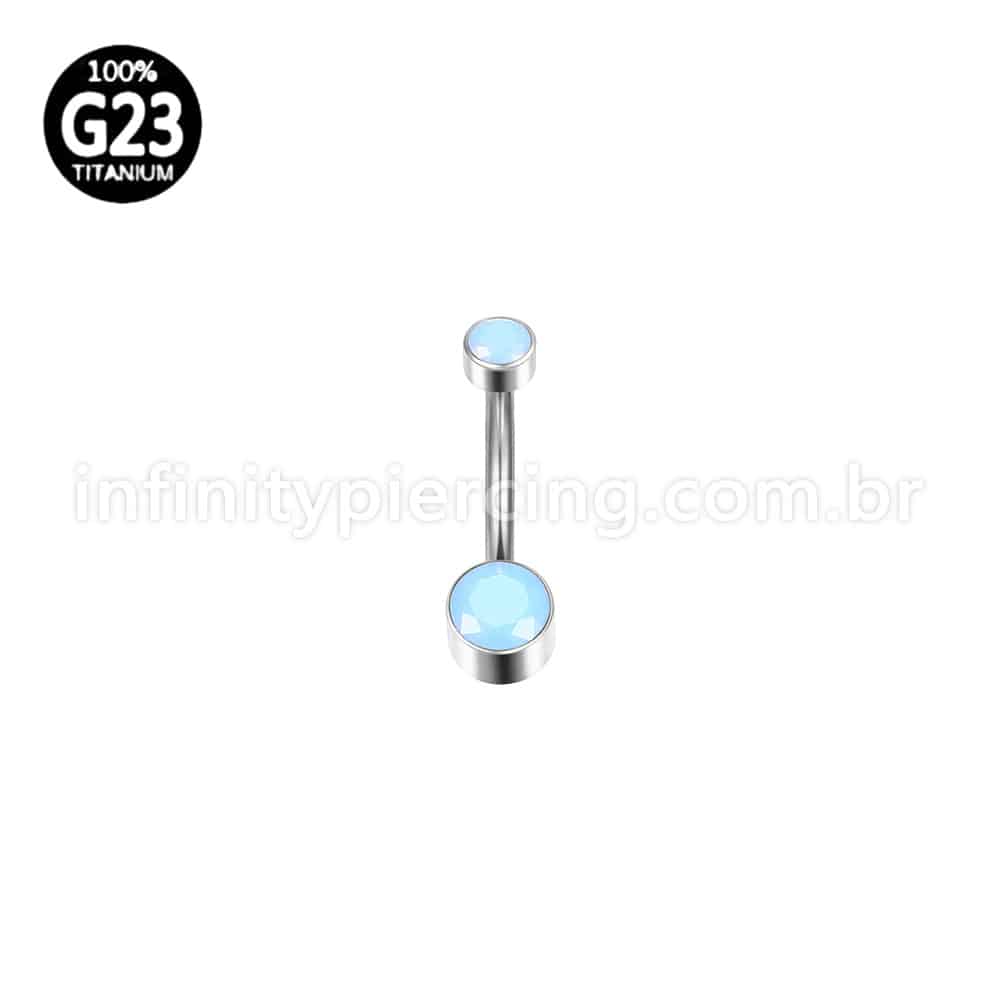 Piercing Banana Titânio 2 Pedras Opala