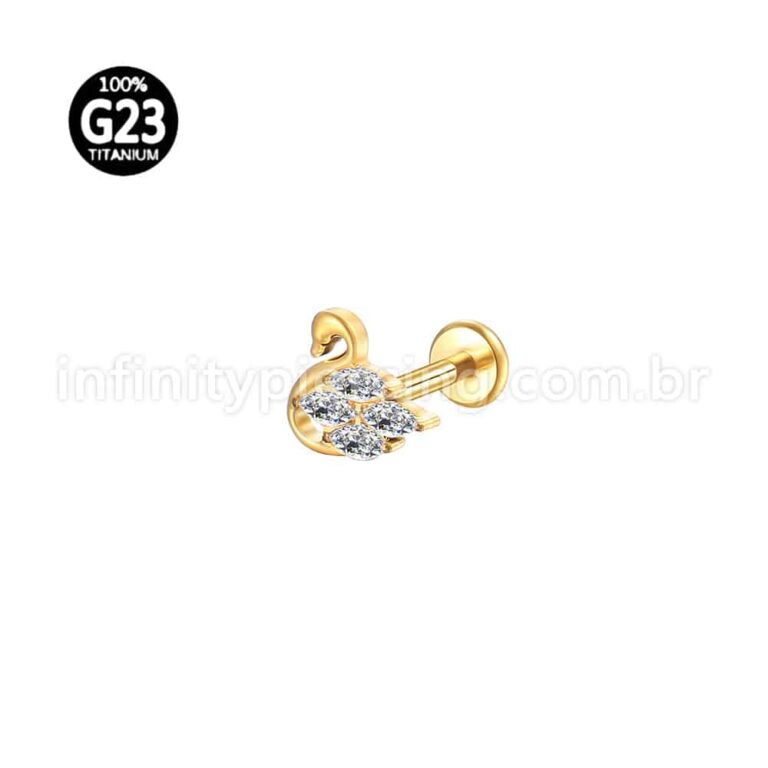Piercing Labret Titânio Cisne Zircônia