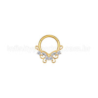 Piercing Argola Aço Cirúrgico Borboleta Zircônia