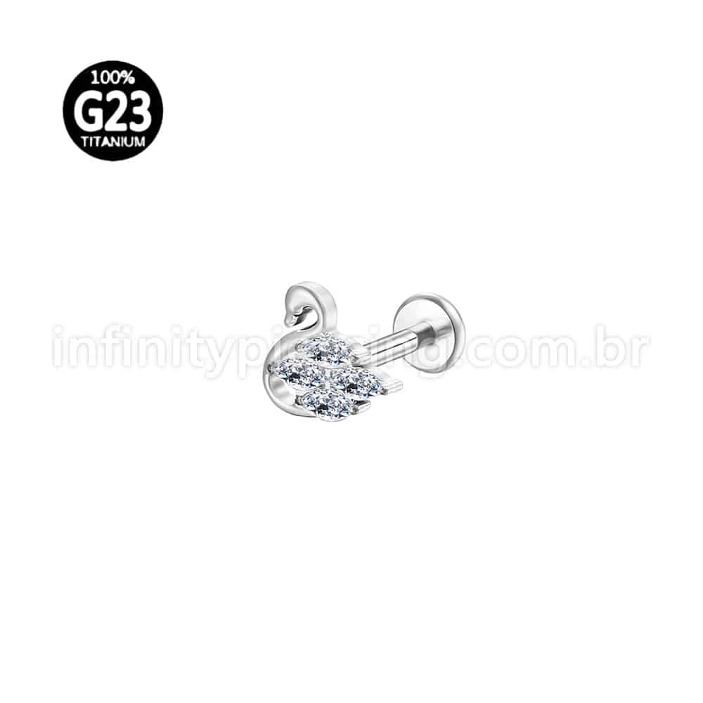 Piercing Labret Titânio Cisne Zircônia