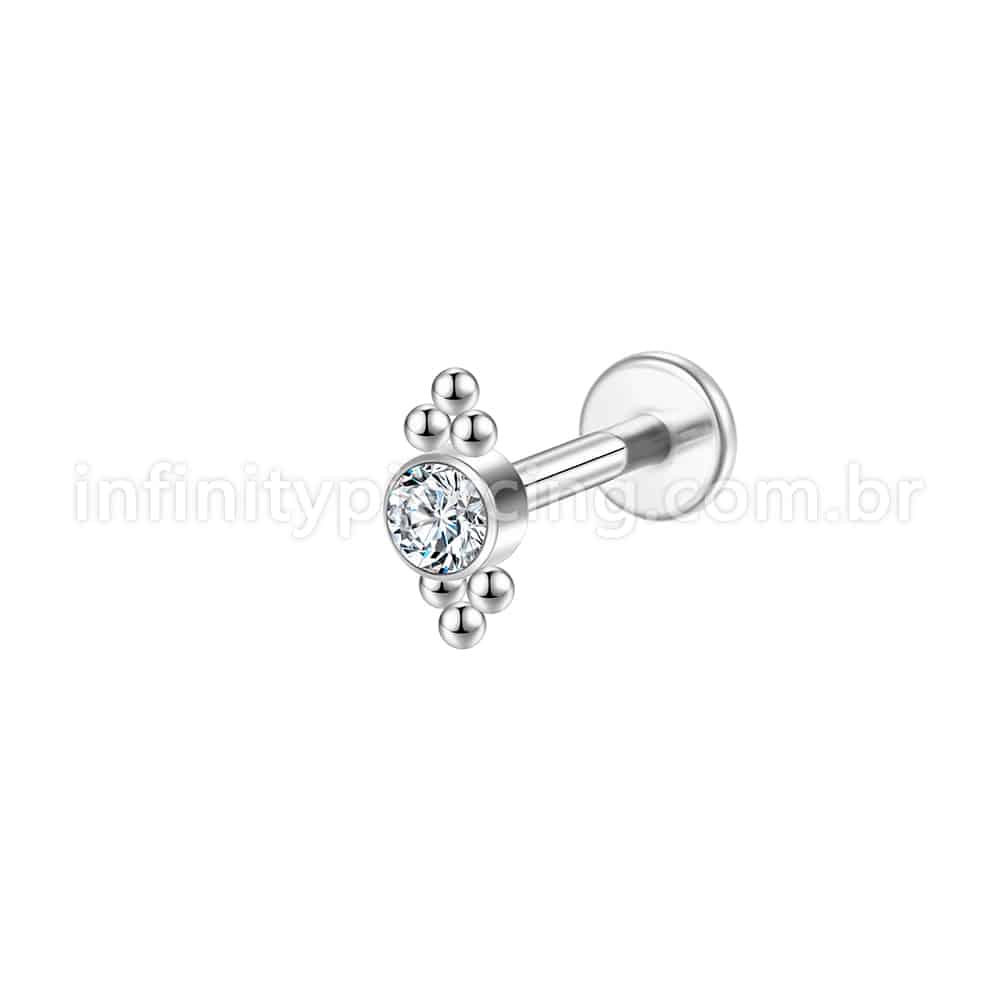 Piercing Labret Aço Cirúrgico Indiano Zircônia