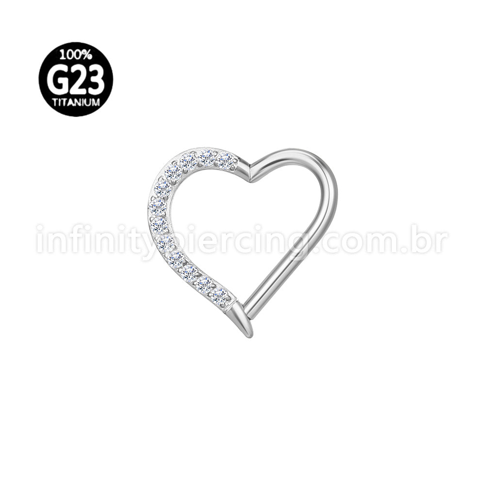 Piercing Coração Titânio Segmento Articulado