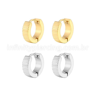 Argola Aço Inoxidável Detalhe Linhas