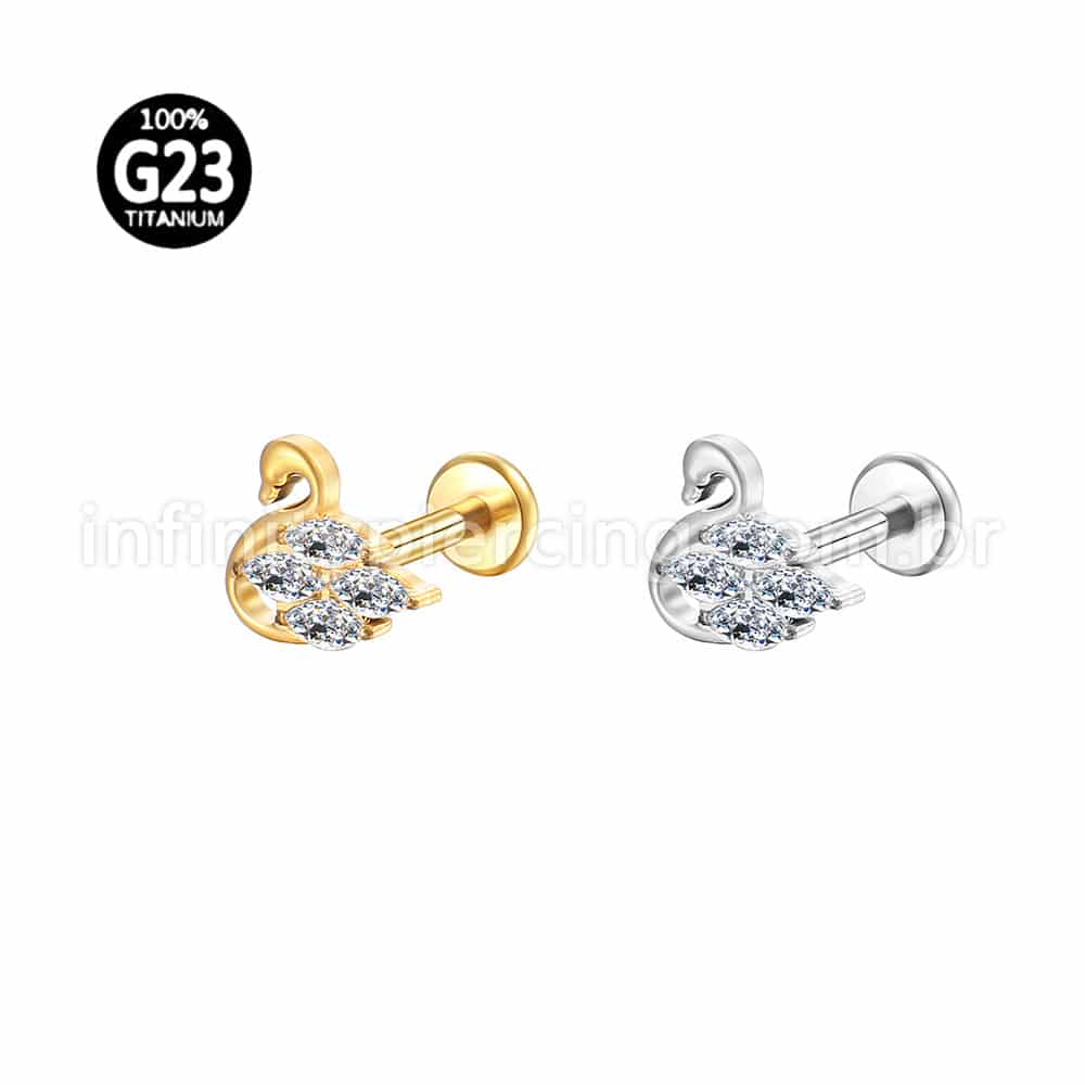Piercing Labret Titânio Cisne Zircônia