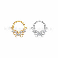 Piercing Argola Aço Cirúrgico Borboleta Zircônia