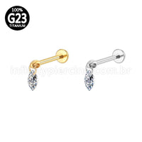 Piercing Labret Titânio Pingente Oval Zircônia