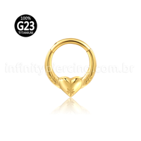 Piercing Argola Titânio Segmento Articulado Coração Com Detalhes