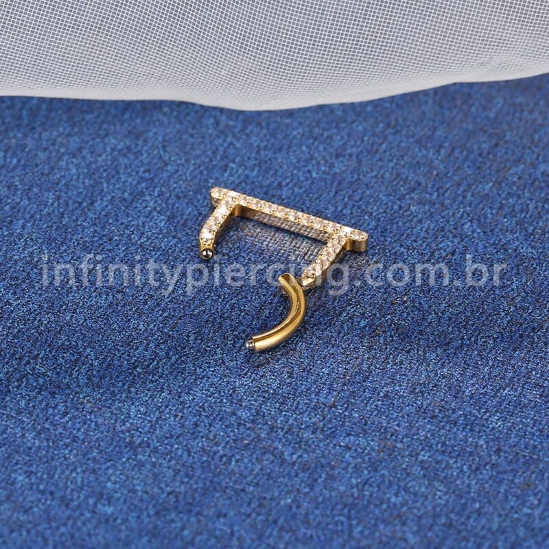 Piercing Meia Argola Titânio Segmento Articulado Zircônia Lateral
