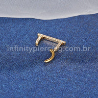 Piercing Meia Argola Titânio Segmento Articulado Zircônia Lateral