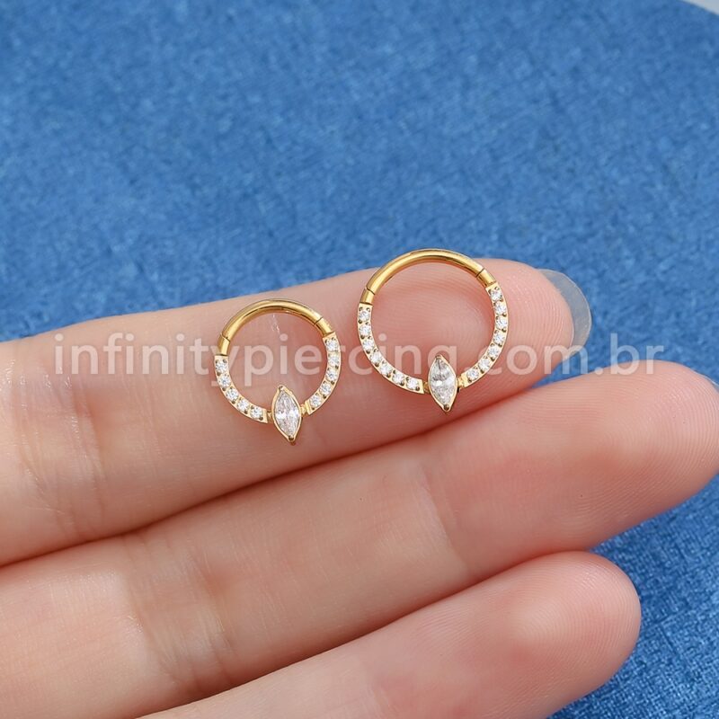 Piercing Argola Aço Cirúrgico Zircônia Cravejada