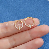 Piercing Argola Aço Cirúrgico Zircônia Cravejada