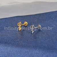 Piercing Labret Aço Cirúrgico Cacto Com Zircônia