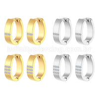 Argola Aço Inoxidável Oval Linhas Zircônia
