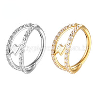 Piercing Argola Aço Cirúrgico Segmento Articulado Raio Dupla Fileira Zircônia Cravejada