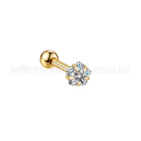 Piercing Minibarbell Aço Cirúrgico Zircônia Flor