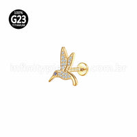 Piercing Labret Titânio Beija Flor Zircônia