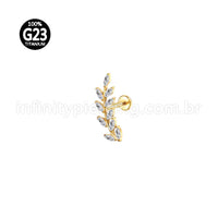 Piercing Labret Titânio Galho Zircônia