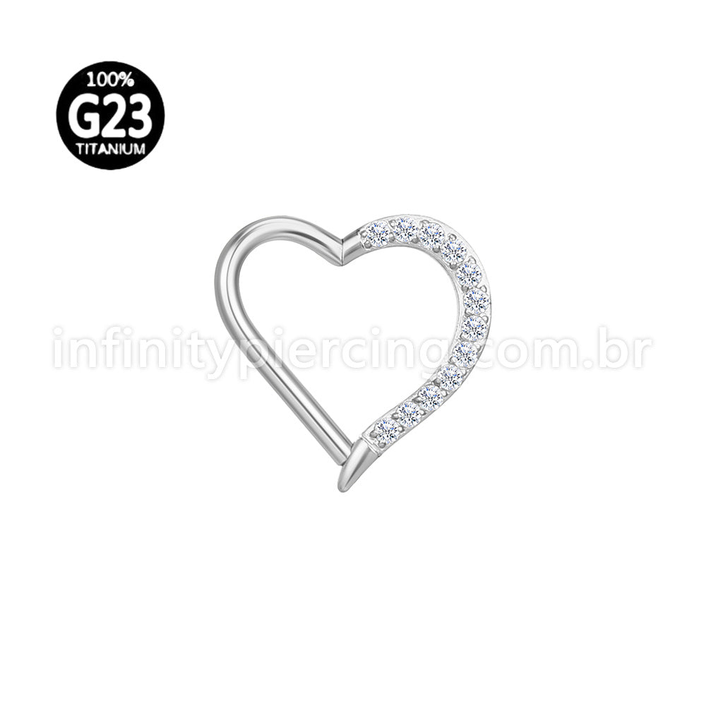 Piercing Coração Titânio Segmento Articulado