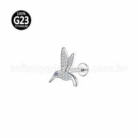 Piercing Labret Titânio Beija Flor Zircônia