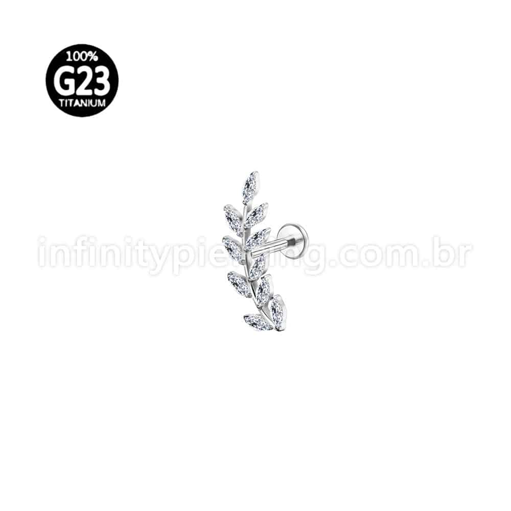 Piercing Labret Titânio Galho Zircônia