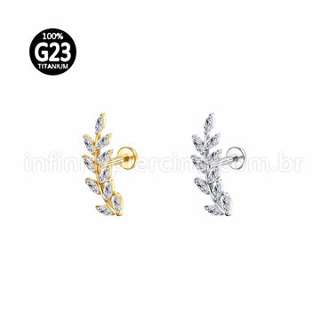 Piercing Labret Titânio Galho Zircônia