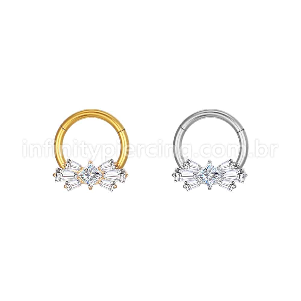 Piercing Argola Aço Cirúrgico Laço Zircônia