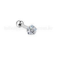 Piercing Minibarbell Aço Cirúrgico Zircônia Flor