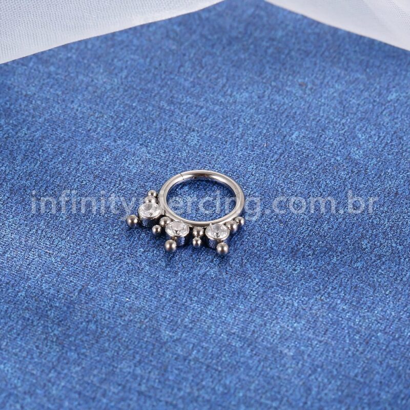 Piercing Argola Titânio Segmento Articulado Indiano Zircônia