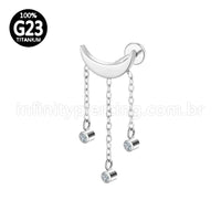Piercing Labret Titânio Lua Com Corentes Zircônia Cravada