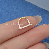 Piercing Meia Argola Titânio Segmento Articulado Zircônia Lateral
