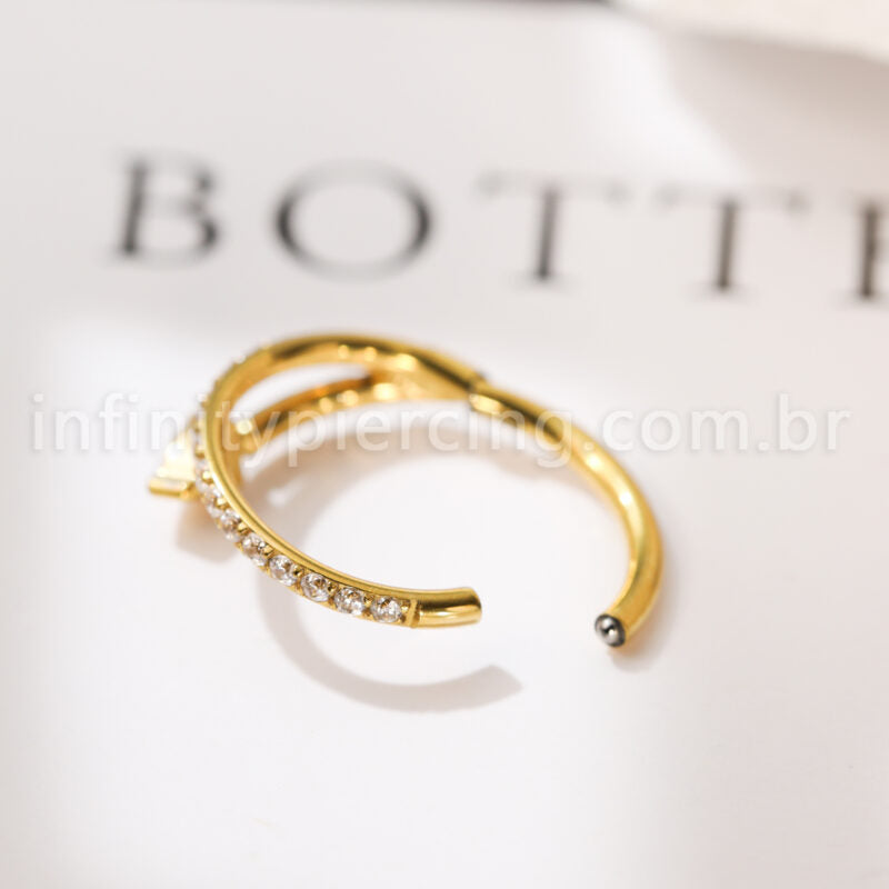 Piercing Argola Titânio Segmento Articulado Zircônia Cravejada