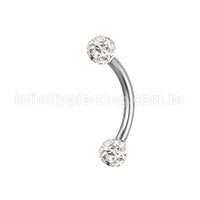 Piercing Microbell Curvo Titânio Cristais Swarovski