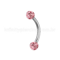 Piercing Microbell Curvo Titânio Cristais Swarovski