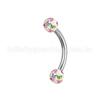 Piercing Microbell Curvo Titânio Cristais Swarovski